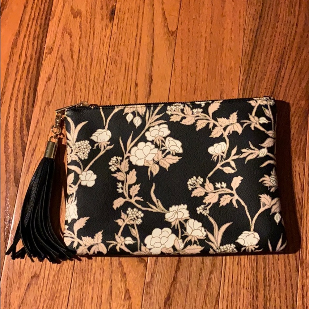 Black Floral Large Clutch